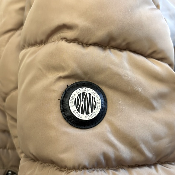 DKNY Taupe Fleece-Lined Jacket Hooded Puffer Jacket winter jacket Size - Picture 15 of 16
